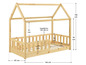 Un lit en bois pour enfants avec un cadre en forme de maison et une surface de couchage de 160 x 80 cm.