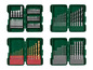 Un ensemble de différents types de forets, y compris des embouts de tournevis, des forets à bois et des forets à maçonnerie.