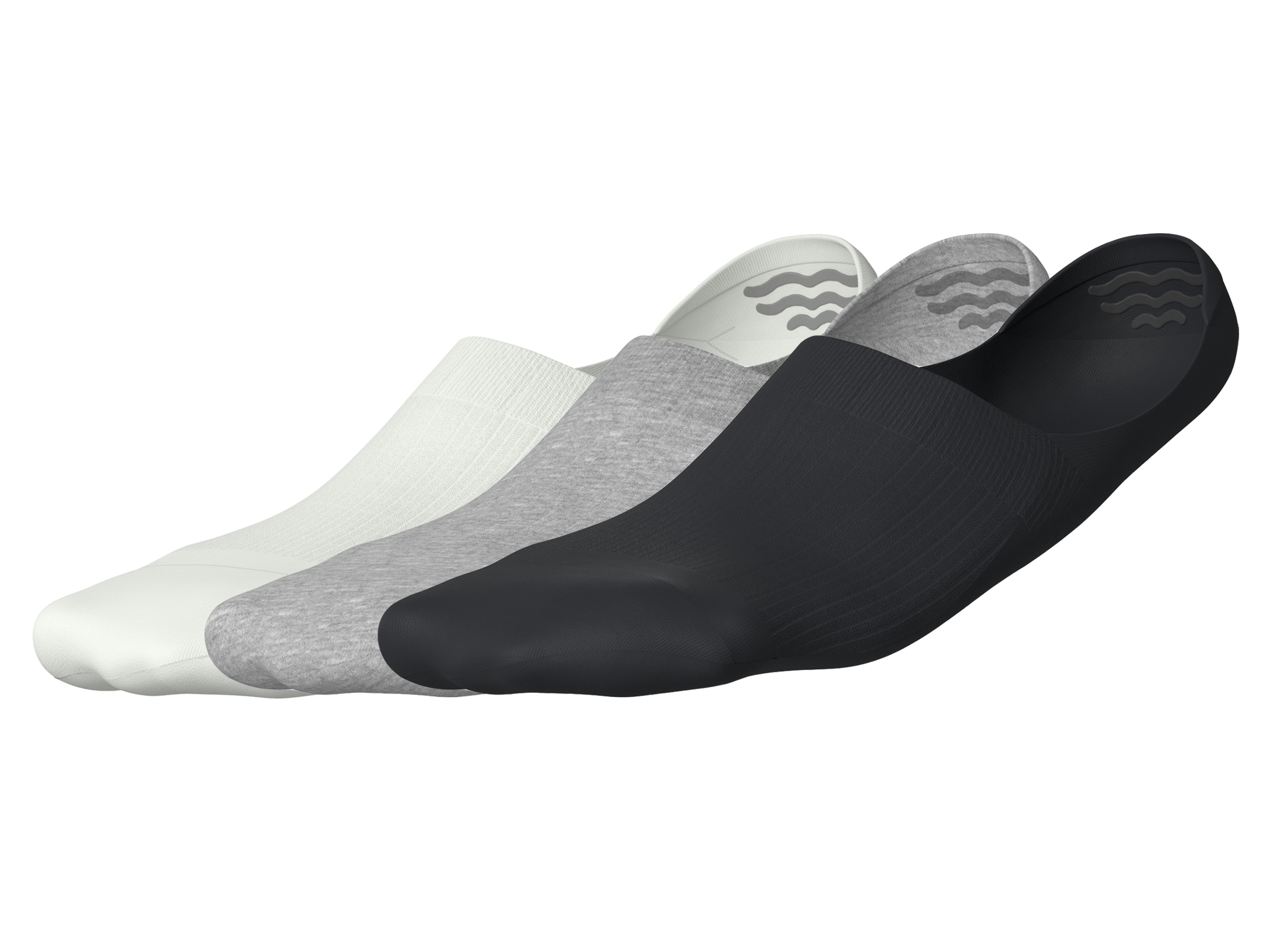 esmara® Lot de 3 paires de protège pieds côtelés homme et femme (blanc/gris/noir, 35-38)