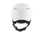 Casque de ski blanc avec sangles et boucle rouge, vue arrière