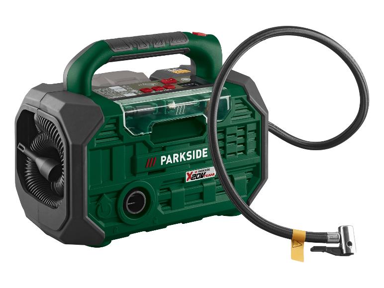 Compresseur d'air Parkside X 20V Team vert et noir avec tuyau et buse