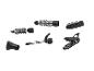 Accessoires de coiffure : brosse ronde, peigne et embouts.