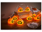 Guirlande lumineuse d'Halloween en forme de citrouille souriante.