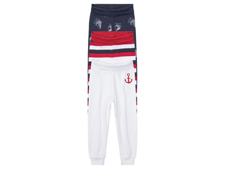 Pantalons de survêtement blancs, rouges et bleus avec imprimé d'ancre.