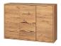 Un buffet en bois avec deux portes et quatre tiroirs.