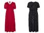 Robes maxi : rouge unie et noire à pois.