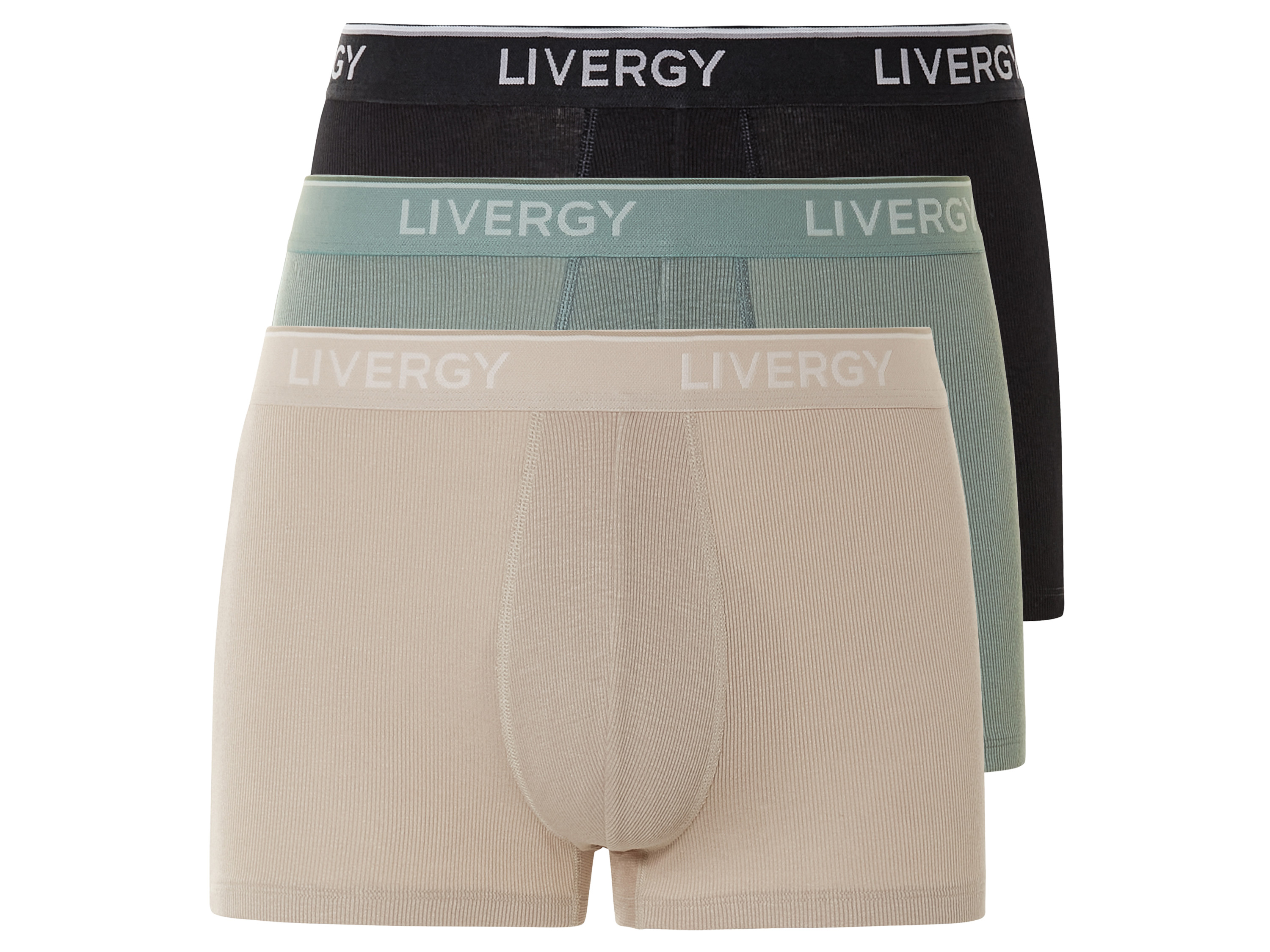 LIVERGY® Lot de 3 boxers homme (M, noir/vert/sable)