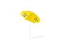 Parasol de plage jaune avec logo Lidl et motif géométrique.