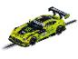 Voiture de circuit CARRERA Grid Master jaune vif et noire avec des autocollants de course.