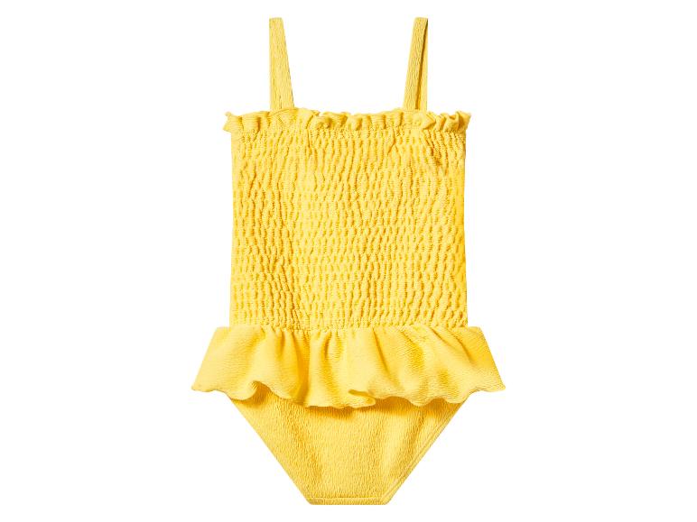 Maillot de bain jaune pour enfant avec smocks et volant