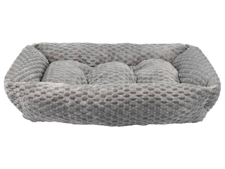 Lit gris et doux pour animaux de compagnie avec motif en relief.