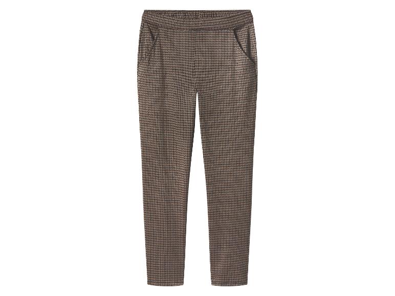 Pantalon à motif pied-de-poule marron et noir sur fond blanc
