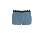 Caleçon boxer bleu pour homme avec ceinture rayée noire et blanche.