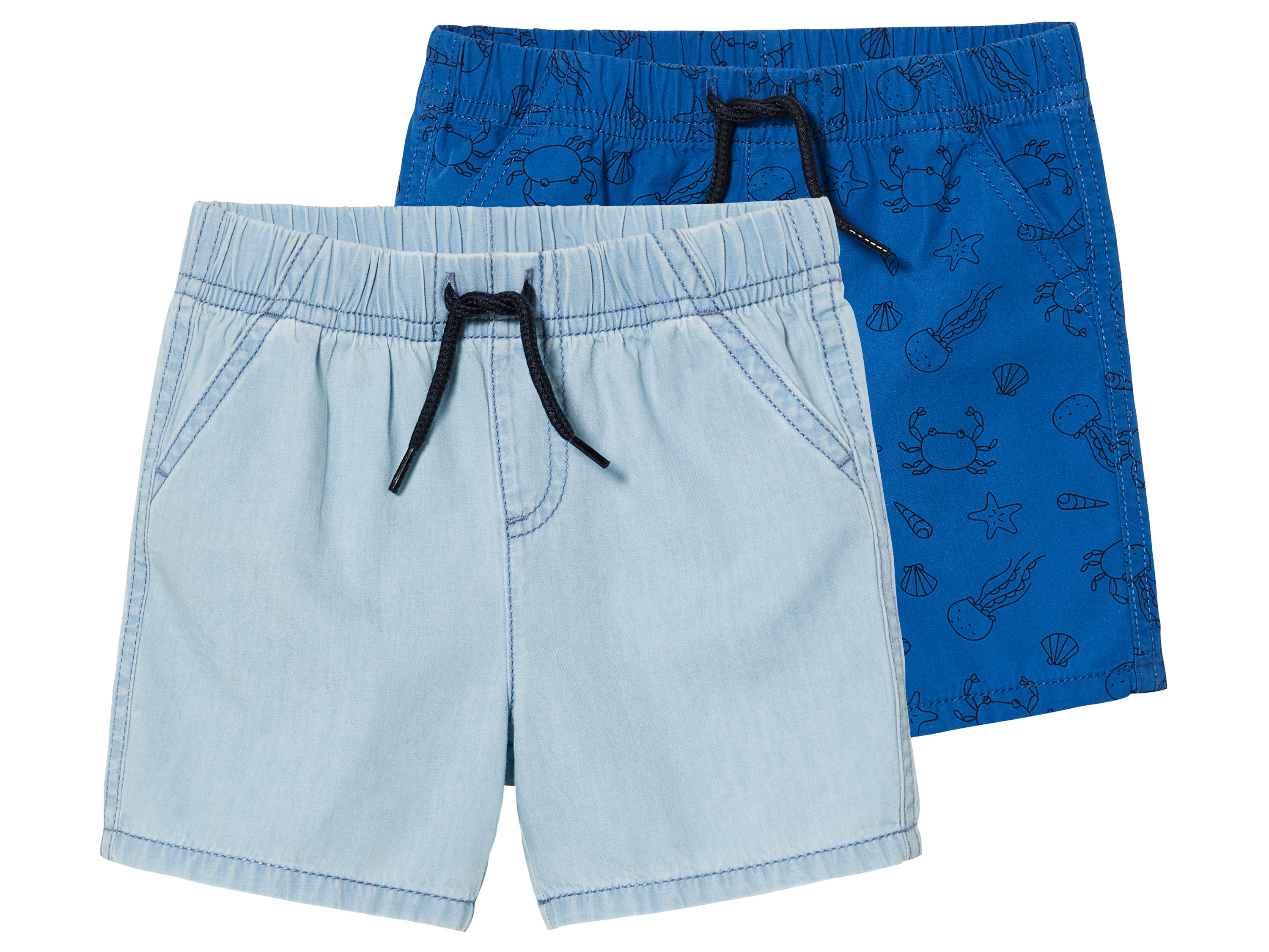 lupilu® Lot de 2 shorts bébé  (bleu clair/bleu foncé)