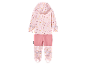 Combinaison de pluie rose à pois pour enfant.