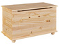 Un coffre en bois avec un couvercle.