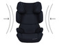 Un siège auto bleu foncé avec un appuie-tête, marque Cybex, modèle Solution X-Fix