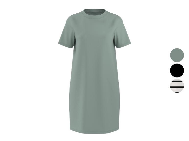 Robe t-shirt femme vert menthe, avec options noir et rayé