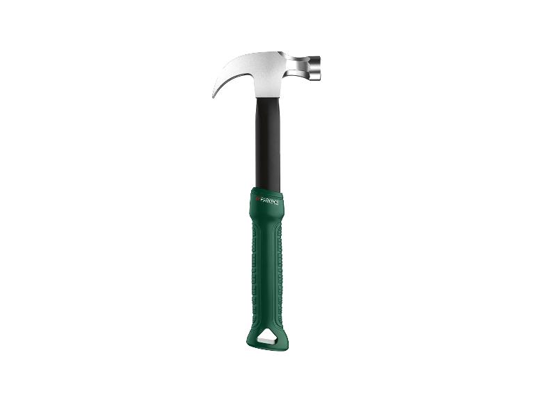 Un marteau avec une poignée verte Parkside.