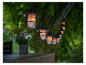 Guirlande lumineuse extérieure avec lanternes style industriel.