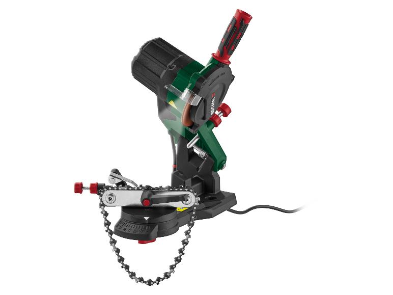 Affûteur de chaîne Parkside avec chaîne sur fond blanc