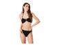 Maillot de bain noir deux pièces : haut bandeau et bas classique.
