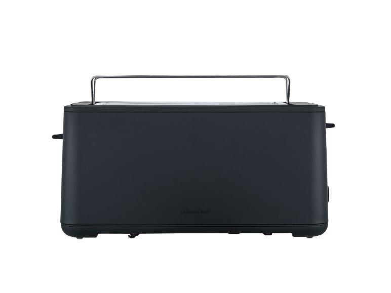 Grille-pain noir à fente longue avec grille de réchauffage pour petits pains