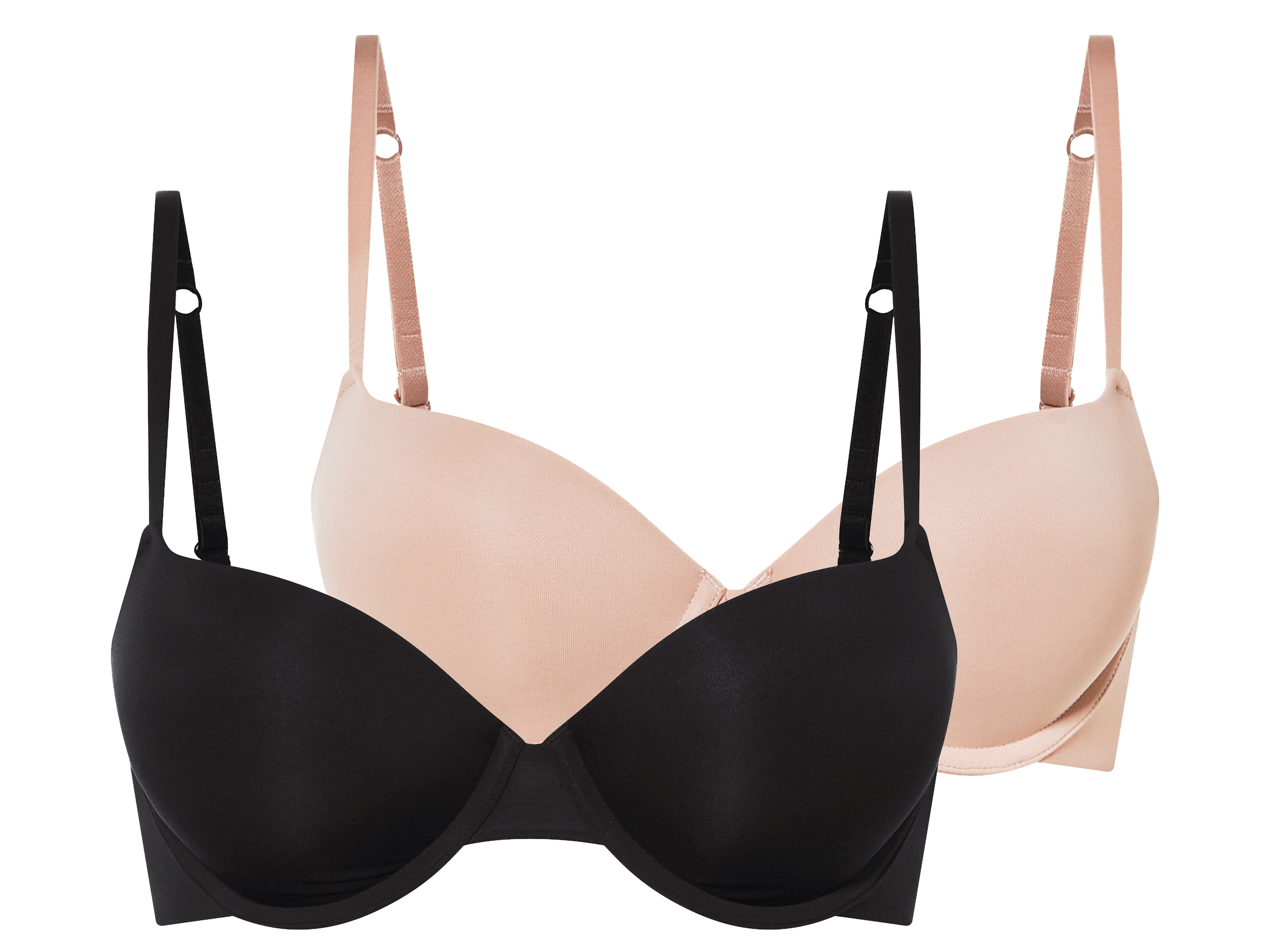 esmara® Lot de 2 Soutiens-gorge push-up femme (noir/beige, 90 B)