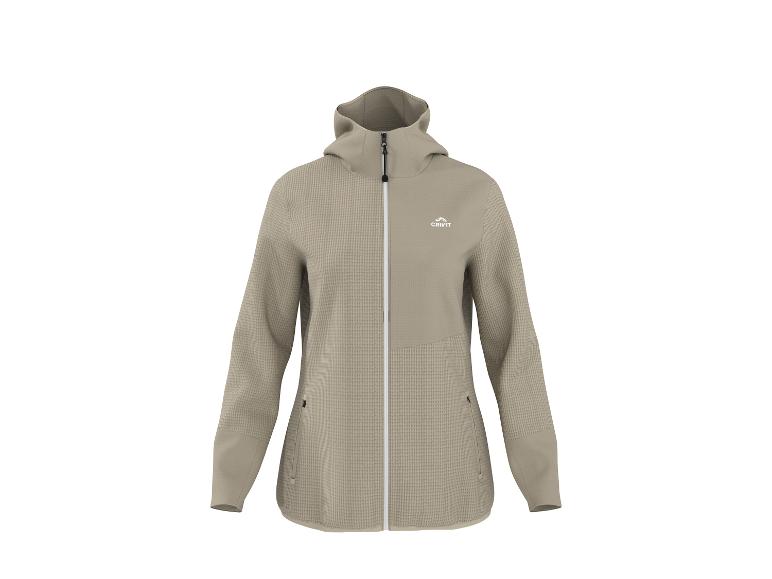 Veste polaire beige à capuche pour femme avec texture gaufrée