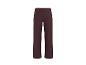 Pantalon large bordeaux pour femme, avec une taille élastique et des coutures apparentes sur le devant.