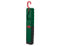 Lampe de travail LED verte avec crochet de suspension rouge et port de charge 5V DC 1A.