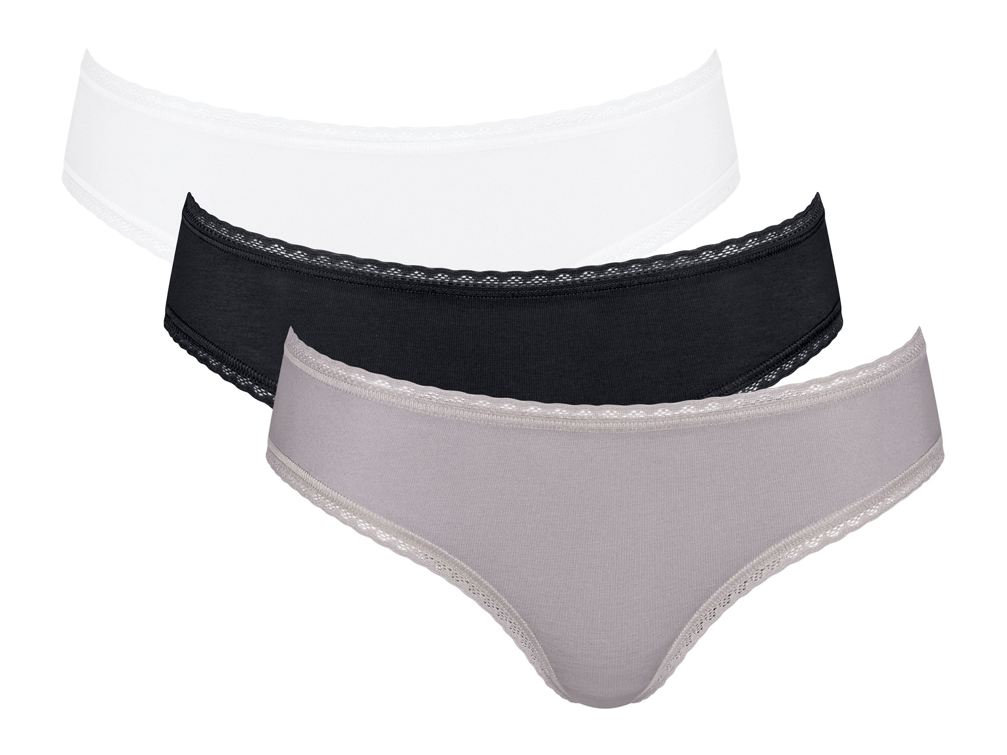 Sloggi Lot de 3 culottes ou hipsters femme   (hipster, gris/noir/blanc)
