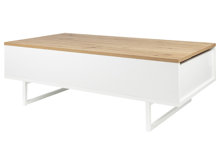 Aller en mode plein écran : LIVARNO home Table basse Madrid, 110 x 37,5 x 58 cm, imitation chêne/blanc - Image 1