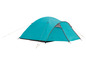 Une tente de camping turquoise avec un détail gris.