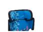 Siège auto enfant bleu avec motif floral et personnage Stitch