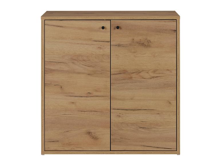 Meuble en bois avec deux portes et poignées noires