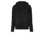 Un sweat-shirt à capuche noir à manches longues.