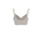 Crop top côtelé sans couture beige avec bretelles réglables.