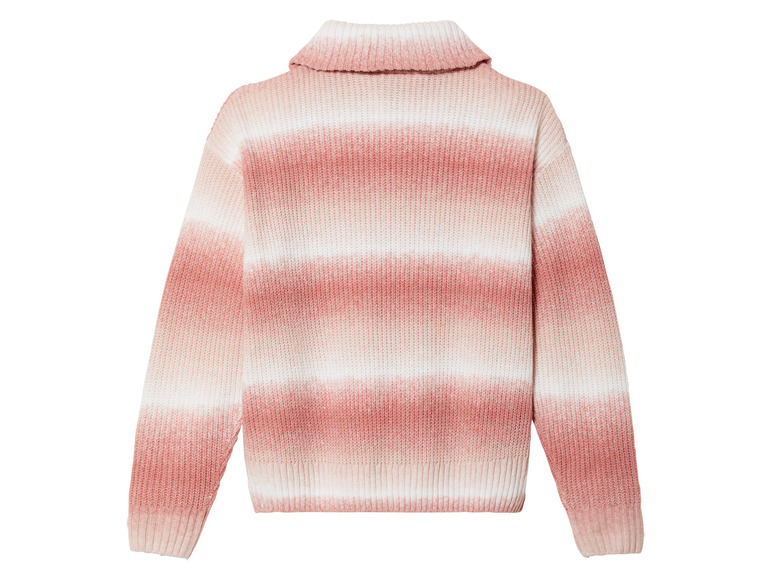 Un pull rose en tricot avec un effet dégradé.