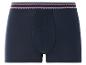 Boxers bleus marine avec des rayures rouges et blanches.