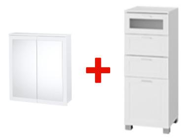 LIVARNO home Armoire à miroir + Meuble de salle de bains Basel, blanc