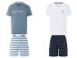 Pyjamas homme : t-shirt rayé et t-shirt à ancre, shorts assortis.
