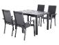 Ensemble de salle à manger d'extérieur gris foncé avec table carrée et quatre chaises