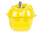 Une cocotte en fonte jaune en forme de poivron.