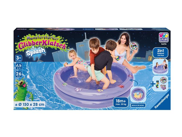 Piscine gonflable et jeu de société 2-en-1 GlibberKlatsch Splash de Ravensburger pour enfants.