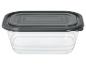 Récipient alimentaire transparent avec couvercle gris