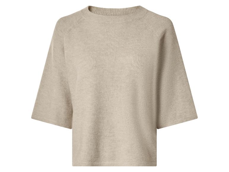 Pull en maille beige à manches courtes et col rond