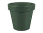Un pot en plastique vert foncé.