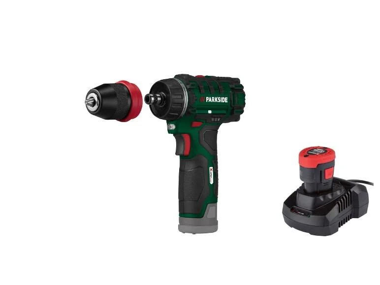 Visseuse-perceuse sans fil Parkside avec chargeur.