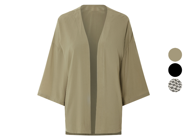 Un kimono vert olive avec trois options de couleur.
